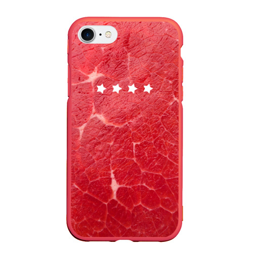 Чехол для iPhone 7/8 матовый Мясо 100%, цвет красный