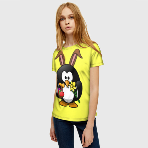 Женская футболка 3D Пасхальный пингвин, цвет 3D печать - фото 3