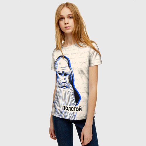 Женская футболка 3D Лев Толстой, цвет 3D печать - фото 3