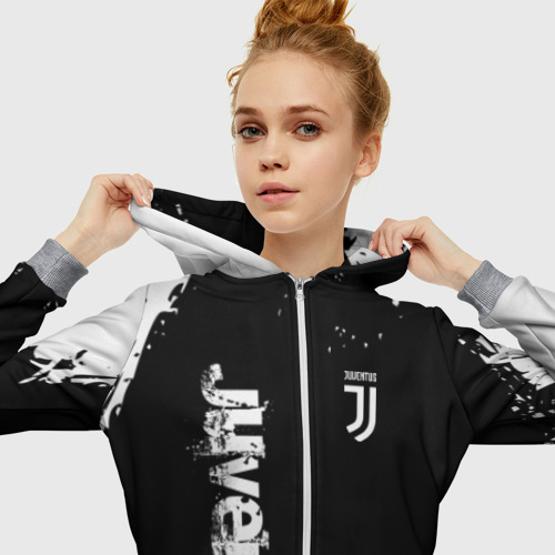 Женская толстовка 3D на молнии Juventus Ювентус, цвет меланж - фото 5