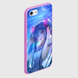 Чехол для iPhone 5/5S матовый Miku на фоне космоса - фото 2
