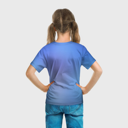 Детская футболка 3D с принтом Miku на фоне космоса, вид сзади #2