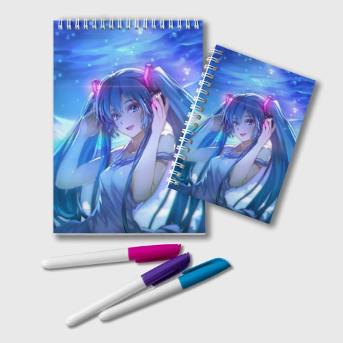 Блокнот Miku на фоне космоса