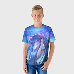 Детская футболка 3D Miku на фоне космоса - фото 2