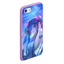 Чехол для iPhone 5/5S матовый Miku на фоне космоса - фото 2