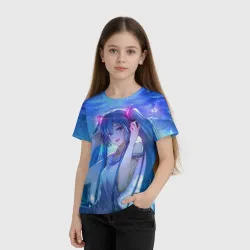 Детская футболка 3D Miku на фоне космоса - фото 2