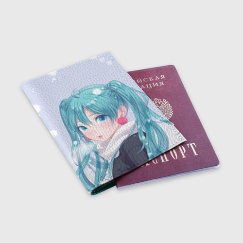 Обложка для паспорта матовая кожа Miku, цвет бирюзовый - фото 3