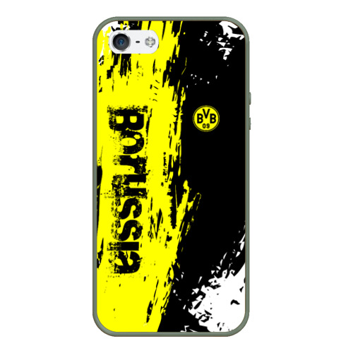 Чехол для iPhone 5/5S матовый Borussia sport, цвет темно-зеленый