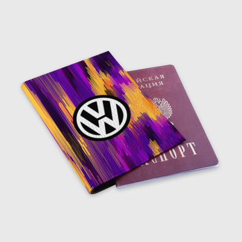 Обложка для паспорта матовая кожа Volkswagen abstract sport 2018, цвет черный - фото 3