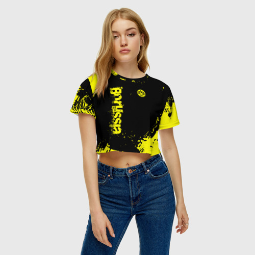 Женская футболка Crop-top 3D BORUSSIA SPORT  , цвет 3D печать - фото 3