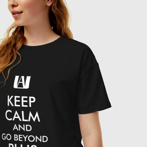 Женская футболка хлопок Oversize Keep Calm and go Beyond, цвет черный - фото 3
