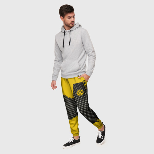 Мужские брюки 3D BORUSSIA SPORT YELLOW, цвет 3D печать - фото 3