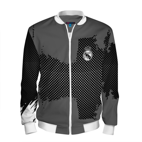 Мужской бомбер 3D REAL MADRID SPORT GRAY, цвет белый