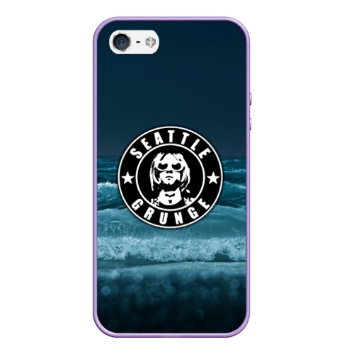 Чехол для iPhone 5/5S матовый Seattle grunge Nirvana, цвет светло-сиреневый