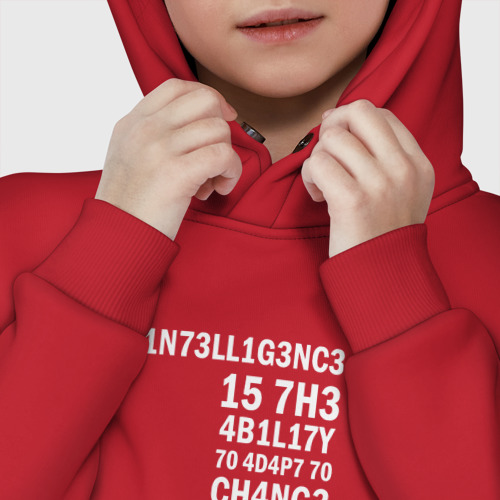 Детское худи Oversize хлопок 1N73LL1G3NC3 - intelligence, цвет красный - фото 7