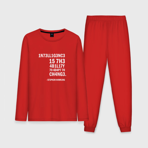 Мужская пижама с лонгсливом хлопок 1N73LL1G3NC3 - intelligence, цвет красный