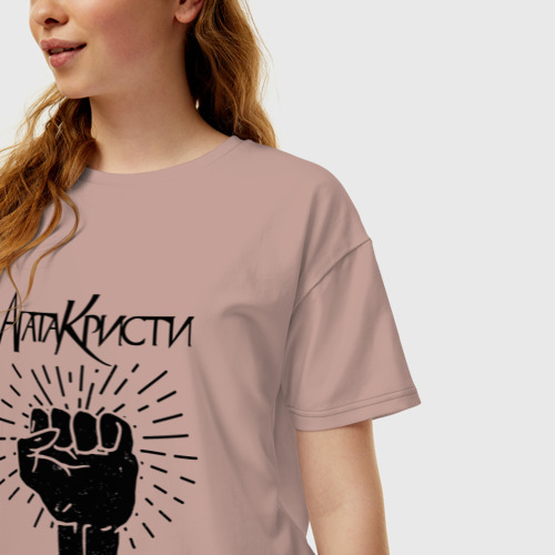 Женская футболка хлопок Oversize Агата Кристи, цвет пыльно-розовый - фото 3