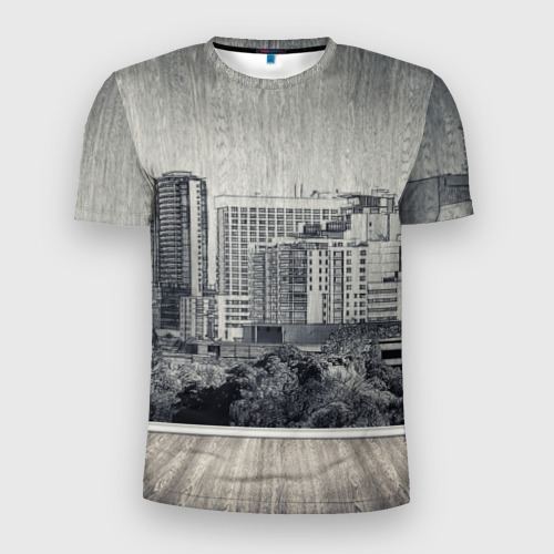 Мужская футболка 3D Slim Город в стиле ретро