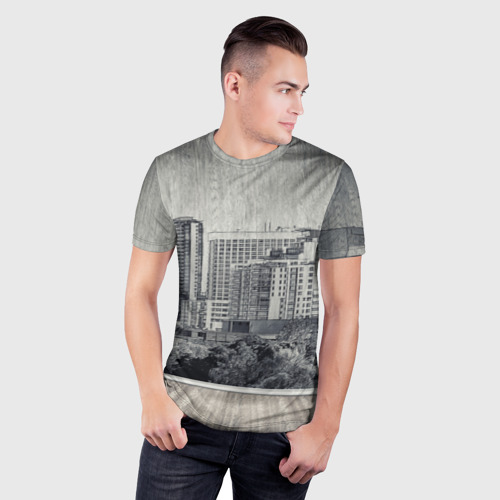 Мужская футболка 3D Slim Город в стиле ретро, цвет 3D печать - фото 3