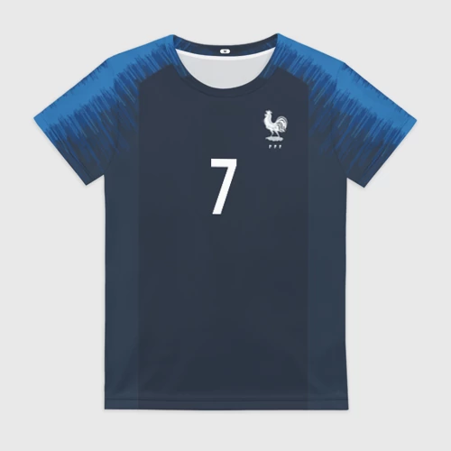 Женская футболка 3D с принтом Griezmann home 18-19 WC, вид спереди #2