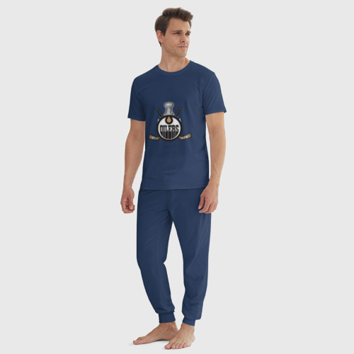 Мужская пижама хлопок edmonton oilers, цвет темно-синий - фото 5