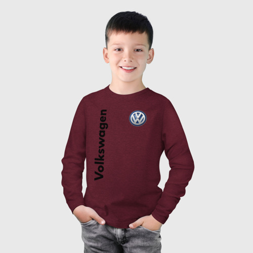 Детский лонгслив хлопок Volkswagen, цвет меланж-бордовый - фото 3
