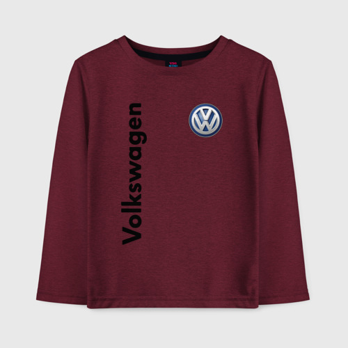 Детский лонгслив хлопок Volkswagen, цвет меланж-бордовый