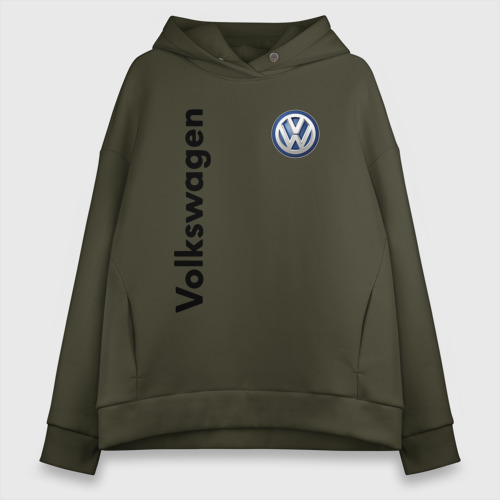 Женское худи Oversize хлопок Volkswagen, цвет хаки