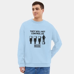 Мужской свитшот oversize без начеса хлопок They will not control us, Muse - фото 2