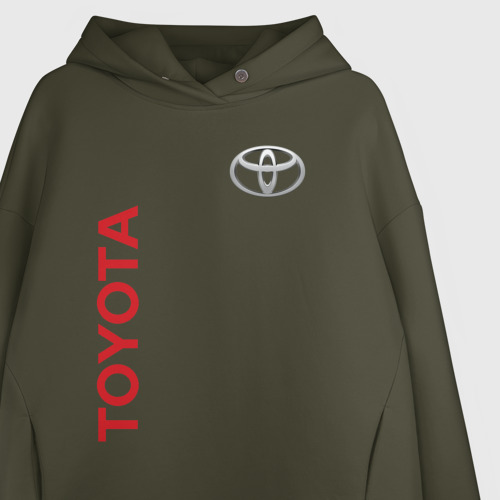 Женское худи Oversize хлопок Toyota, цвет хаки - фото 3