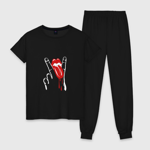 Женская пижама хлопок The Rolling Stones, цвет черный