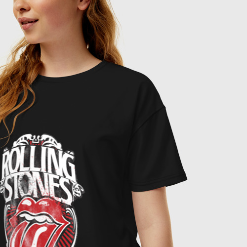 Женская футболка хлопок Oversize The Rolling Stones, цвет черный - фото 3