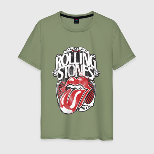 Мужская футболка хлопок The Rolling Stones, цвет авокадо