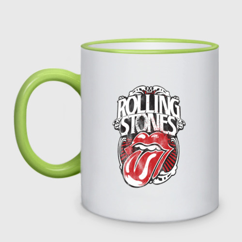 Кружка двухцветная The Rolling Stones, цвет Кант светло-зеленый