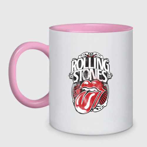 Кружка двухцветная The Rolling Stones, цвет белый + розовый