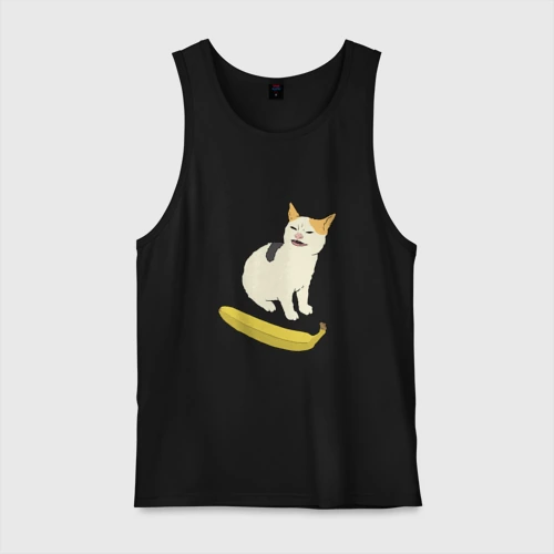 Мужская майка хлопок Cat no banana meme