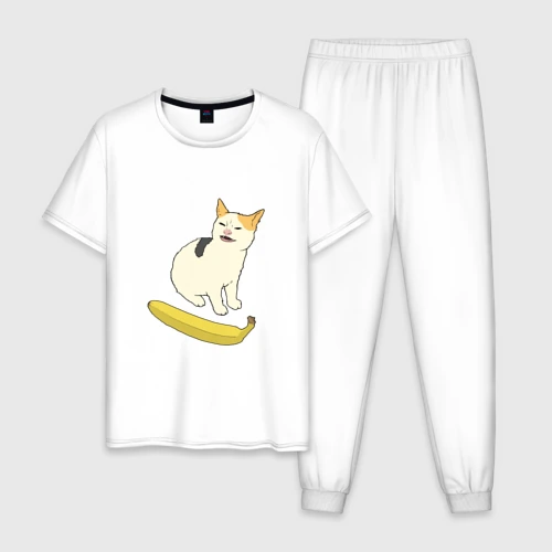 Мужская пижама хлопок Cat no banana meme