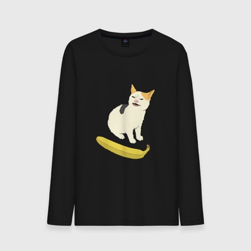 Мужской лонгслив хлопок Cat no banana meme