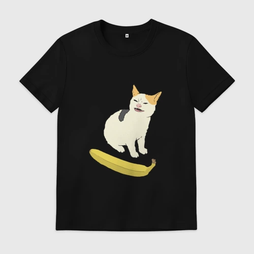 Мужская футболка хлопок Cat no banana meme