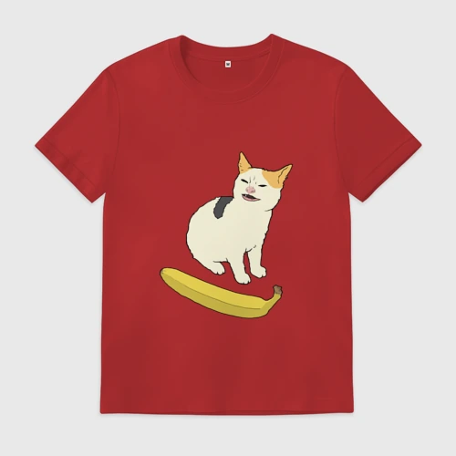 Мужская футболка хлопок Cat no banana meme