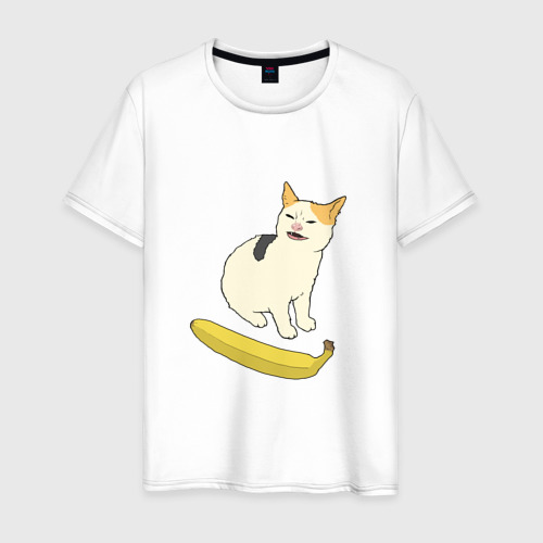 Мужская футболка хлопок Cat no banana meme