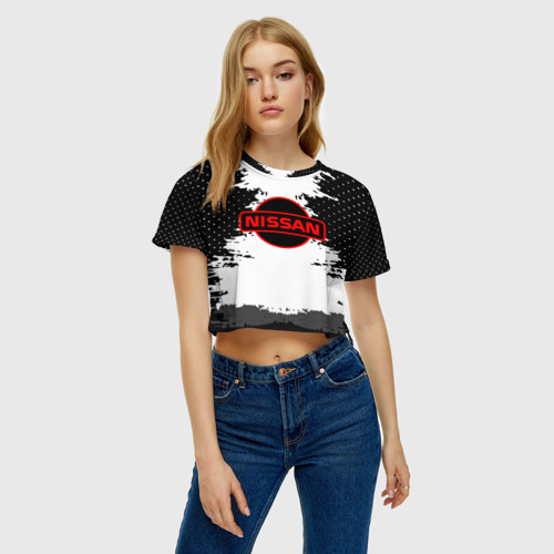 Женская футболка Crop-top 3D Nissan, цвет 3D печать - фото 3