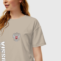 Женская футболка хлопок Oversize Russia герб двусторонняя - фото 2