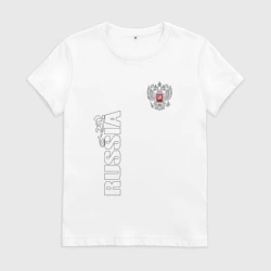 Женская футболка хлопок Russia герб двусторонняя