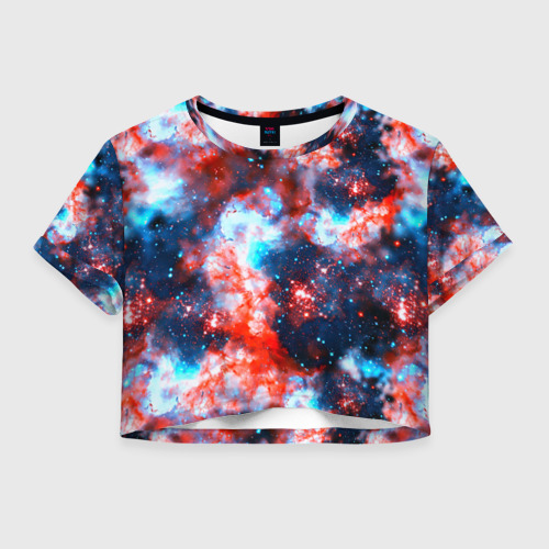 Женская футболка Crop-top 3D Звёздная туманность Фото 01 Женская футболка Crop-top 3D Звёздная туманность Фото 01