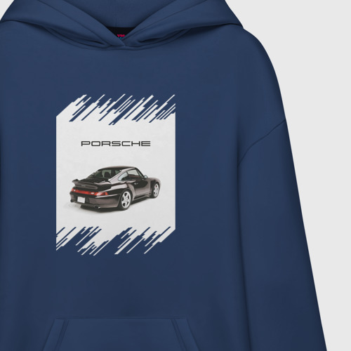 Худи SuperOversize хлопок Porsche retro, цвет темно-синий - фото 3