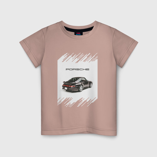 Детская футболка хлопок с принтом Porsche retro, вид спереди #2