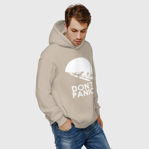 Мужское худи Oversize хлопок Don't Panic, цвет миндальный - фото 7