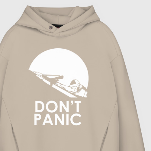 Мужское худи Oversize хлопок Don't Panic, цвет миндальный - фото 4