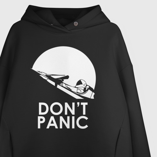 Женское худи Oversize хлопок Don't Panic, цвет черный - фото 3